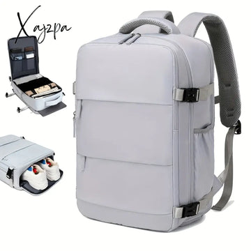 Large Capacity Travel Backpack With Shoe Compartment Dacron Lightweight Laptop Daypack Charging